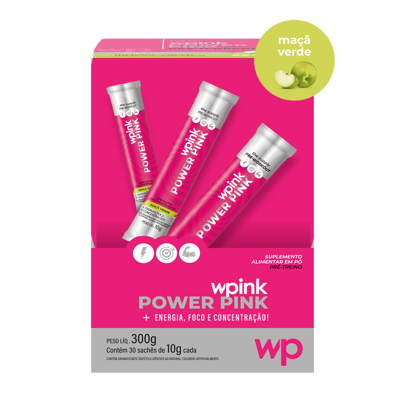 WPink Pré-Treino Power Pink de Maçã Verde 300G