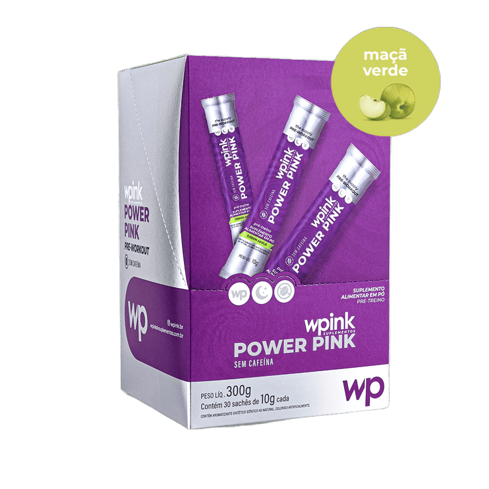 WPink Power Drink Pre Treino Maçã Verde Sem Cafeina 300G