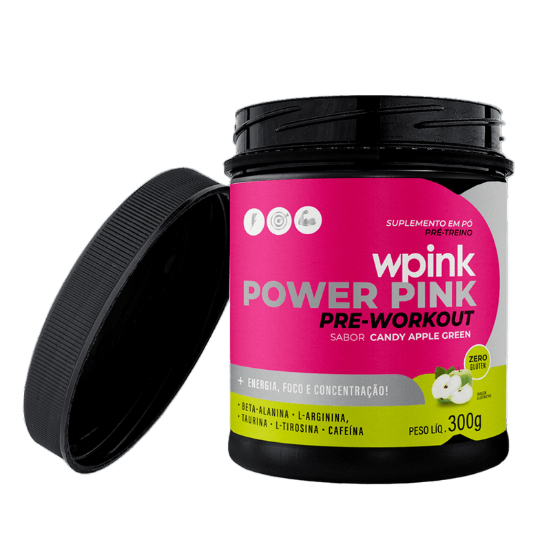 WPink Pré-Treino Super Power Pink Maçã Verde Pote 300G