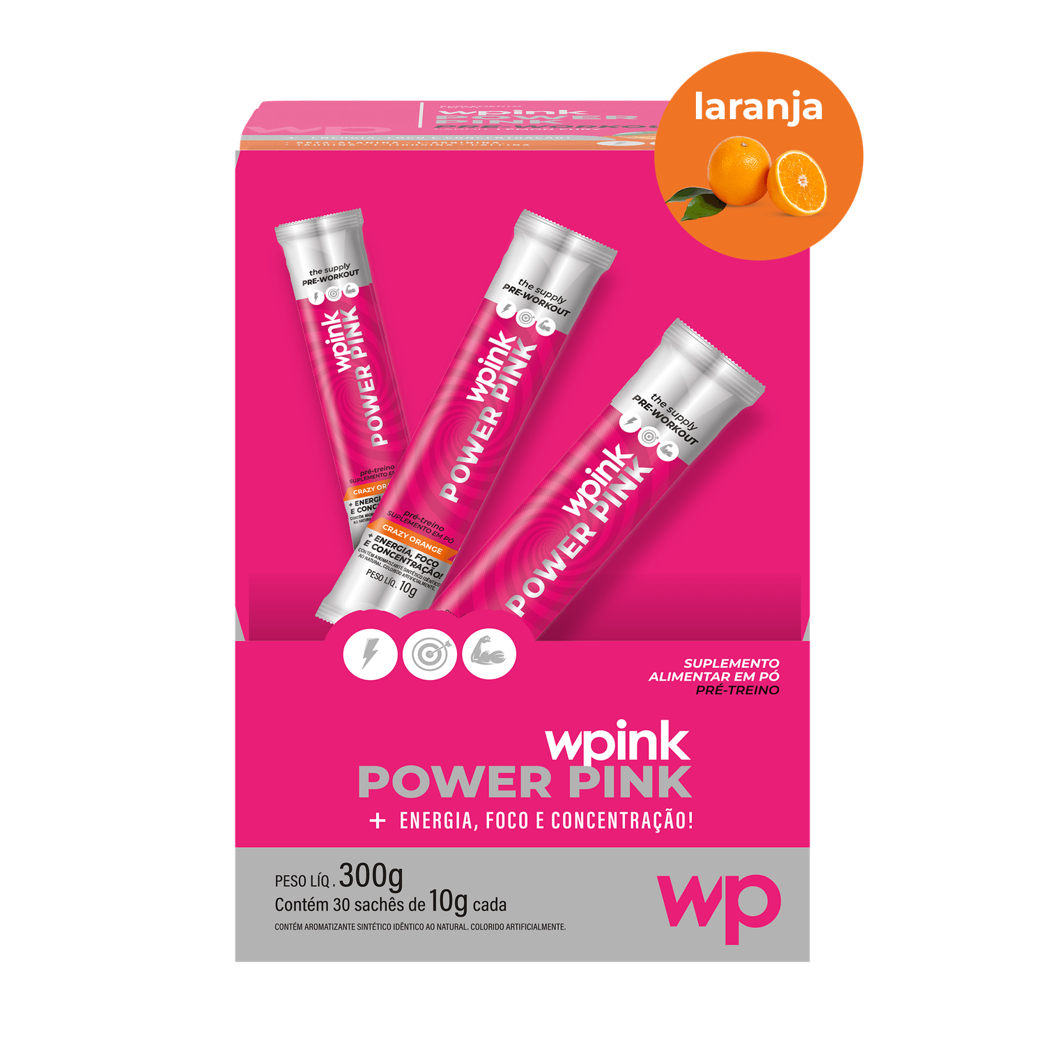 WPink Pré-Treino Power Pink De Laranja 300G