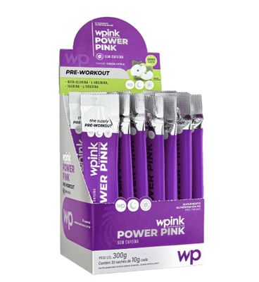 WPink Power Drink Pre Treino Maçã Verde Sem Cafeina 300G