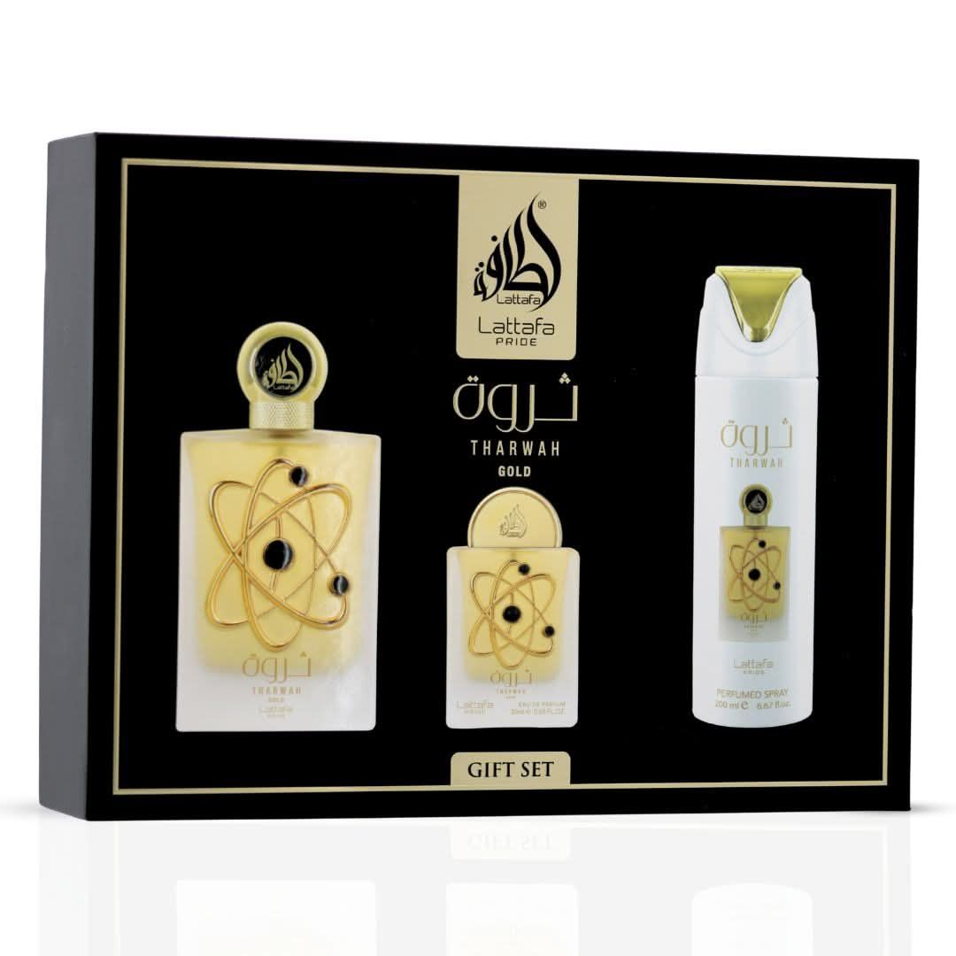 Lattafa Tharwah Gold Gift Set 3pc