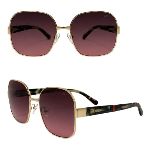 Chilli Beans Óculos de Sol Quadrado Dourado com Lentes Degradê Vinho (Feminino)