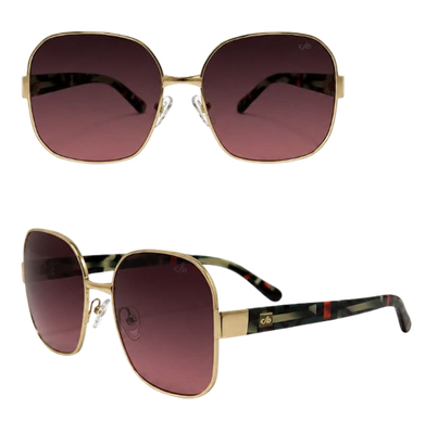 Chilli Beans Óculos de Sol Quadrado Dourado com Lentes Degradê Vinho (Feminino)