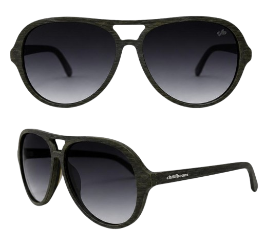 Chilli Beans Óculos de Sol Aviador Verde Militar Texturizado com Lentes Degradê Cinza (Unissex)