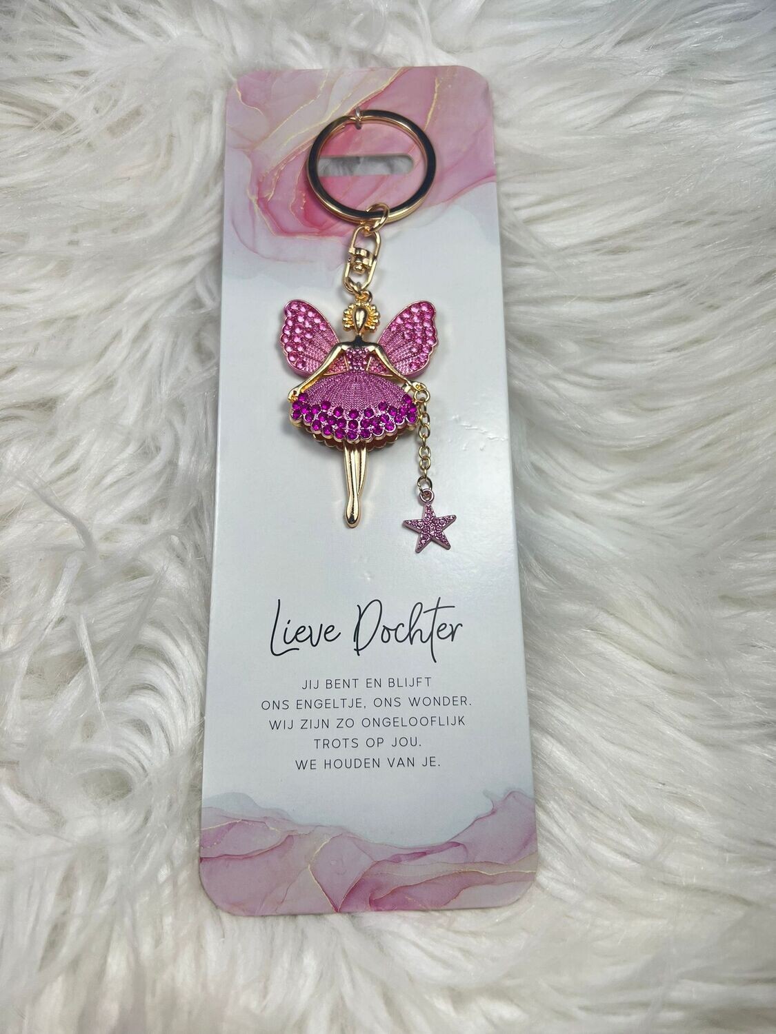 Sleutelhanger Sprankelende engel - Lieve dochter