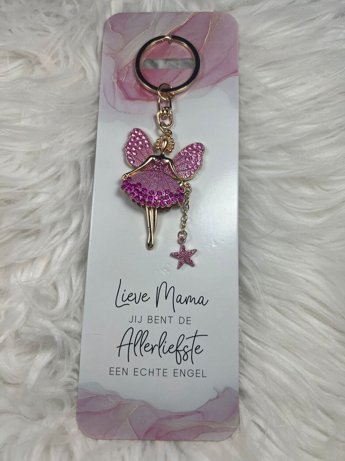Sleutelhanger Sprankelende engel - Lieve mama