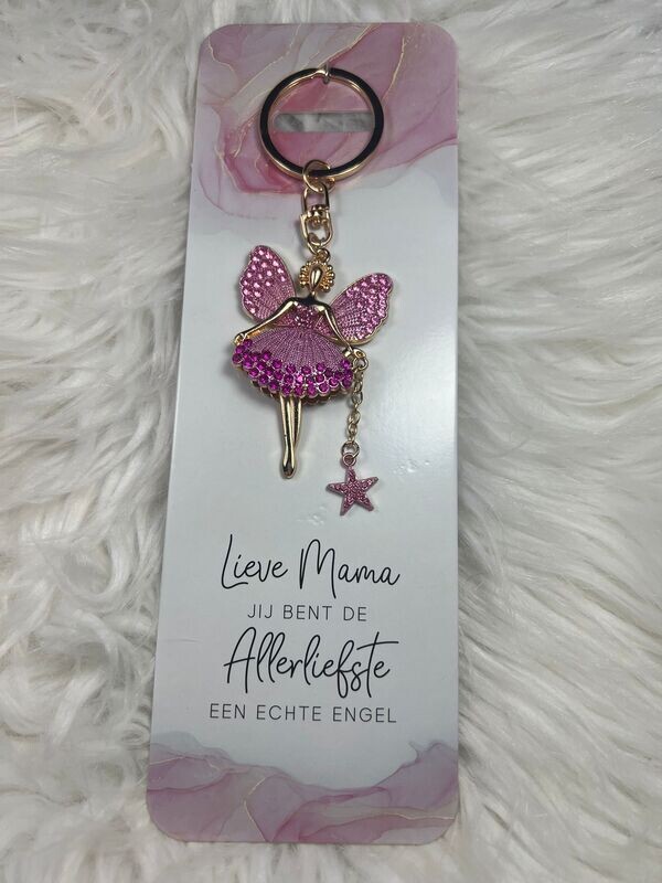 Sleutelhanger Sprankelende engel - Lieve mama
