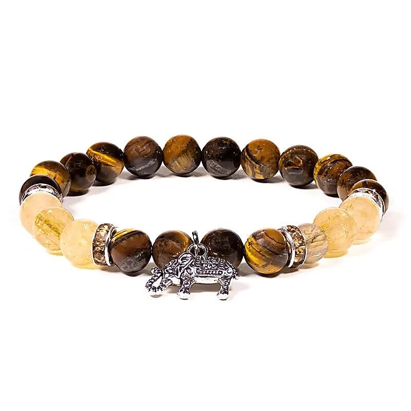 Edelsteen Armband Tijgeroog/Rutielkwarts Met Olifant