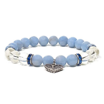 Edelsteen Armband Angeliet En Bergkristal Met Engelvleugels