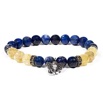 Edelsteen Armband Lapis Lazuli En Rutielkwarts Met Genesha
