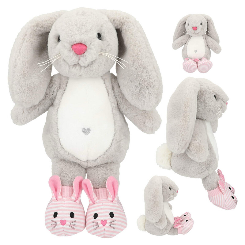 Knuffel Konijn Nelly Grijs Met Schoenen 21cm
