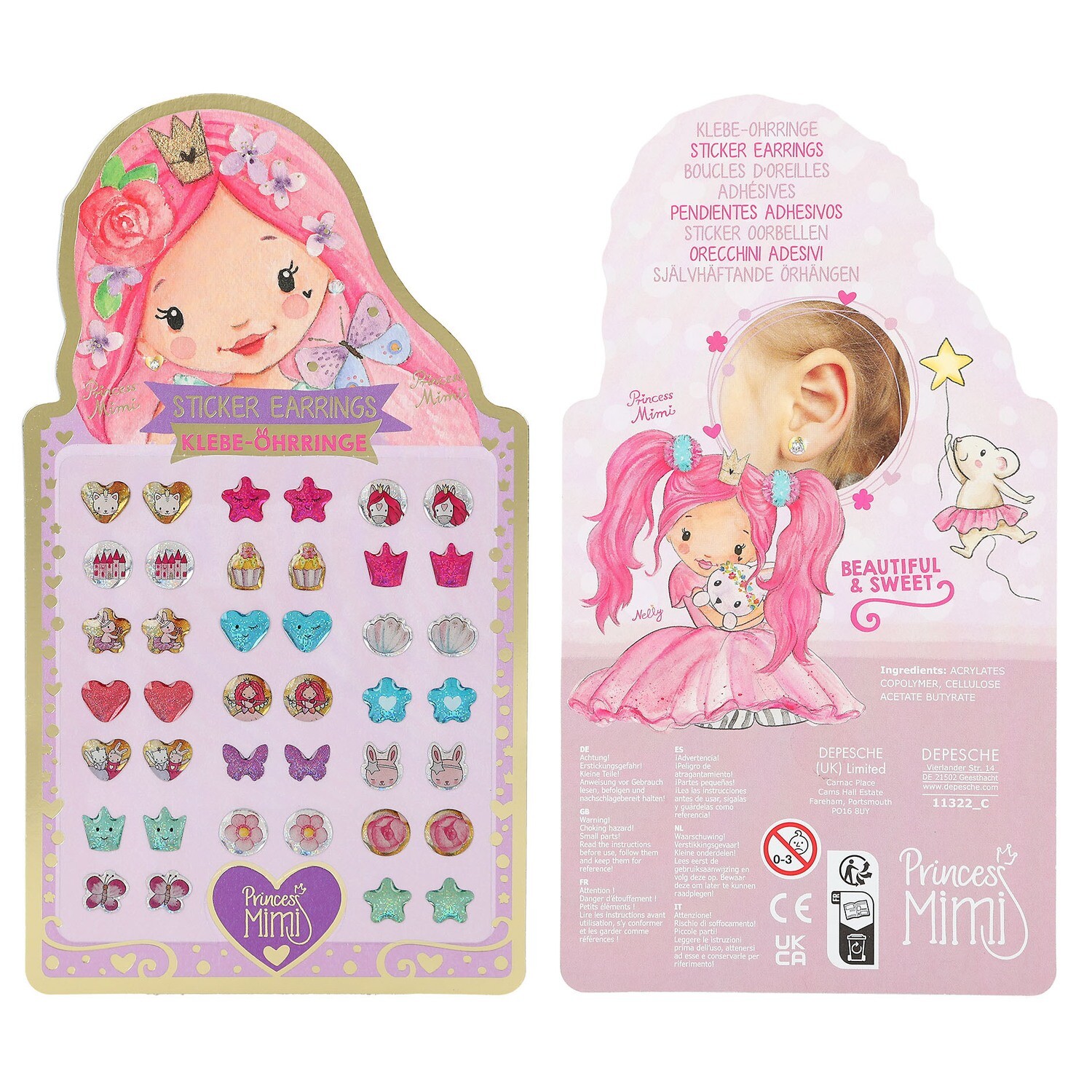 Princess Mimi Sticker oorbellen, kleur: Roze pak
