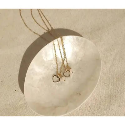 Duo ketting moeder &amp; dochter goud Met Rozenkwarts Detail