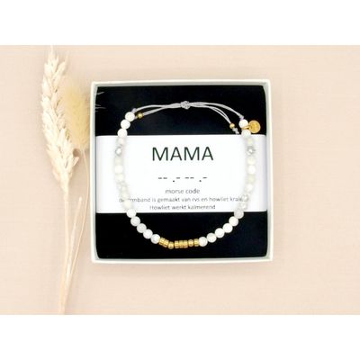 Mama, morsecode armband howliet met goud