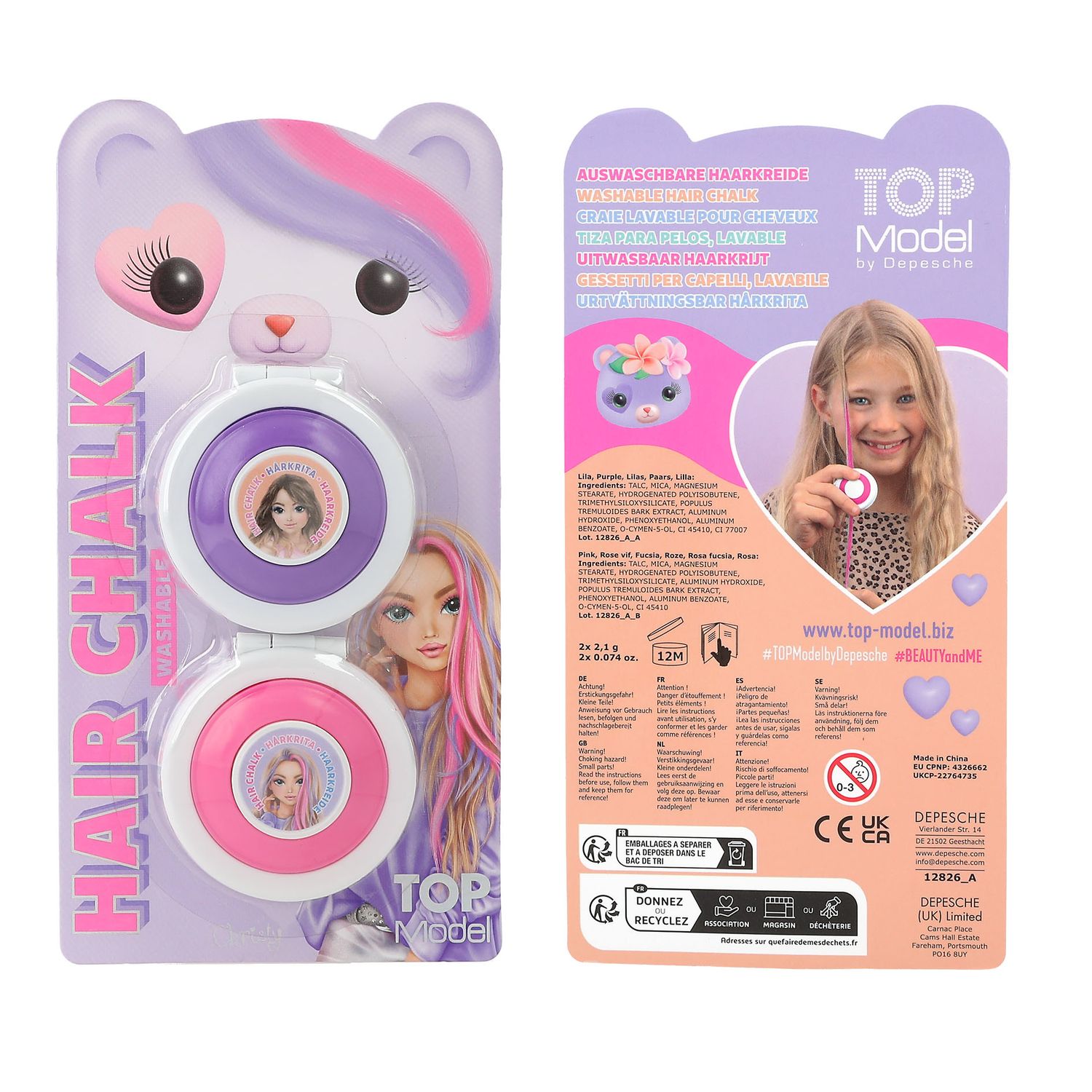 TOPModel haarkrijt, Kleur: Paars &amp; roze