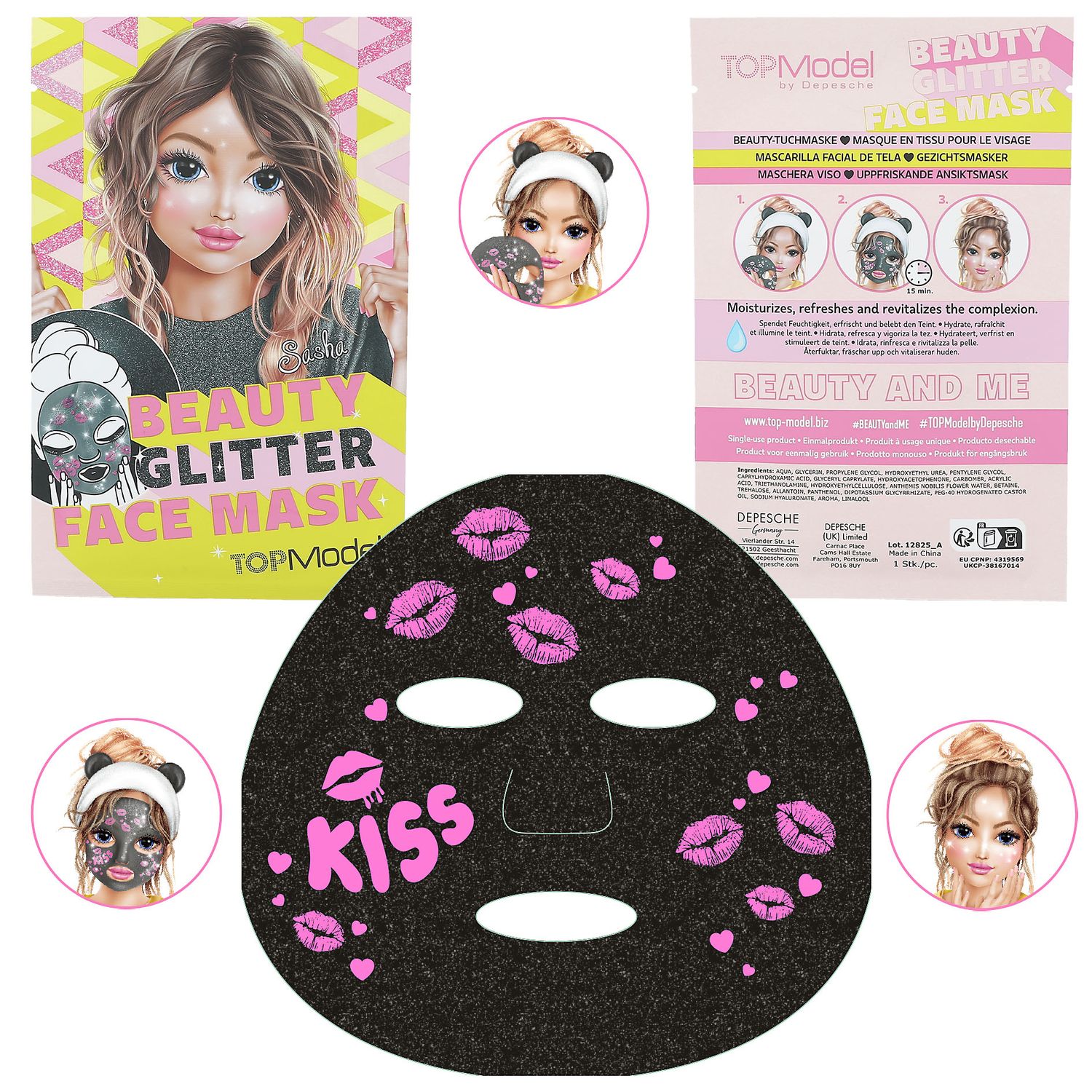 TOPModel sheetmasker glitter, Kleur: Zwart