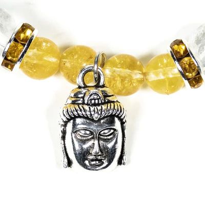 Citrien en bergkristal armband met boeddha