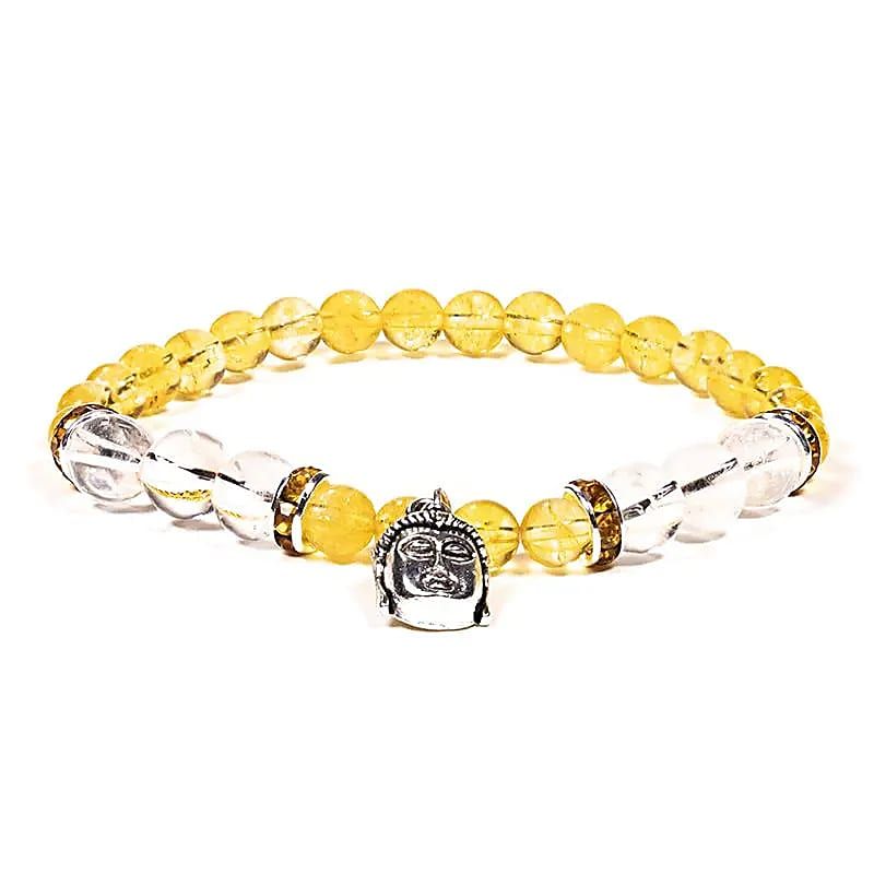 Citrien en bergkristal armband met boeddha