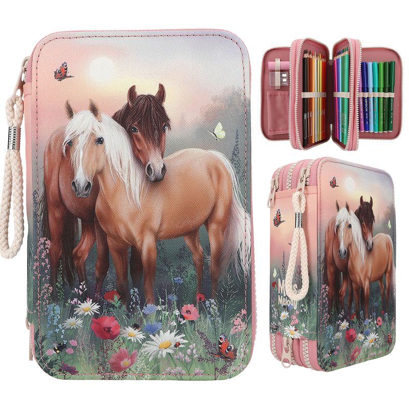 Miss Melody 3-vaks etui FLOWERS