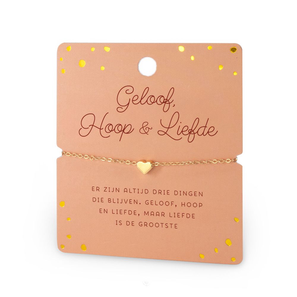 Hart armband geloof, hoop &amp; liefde