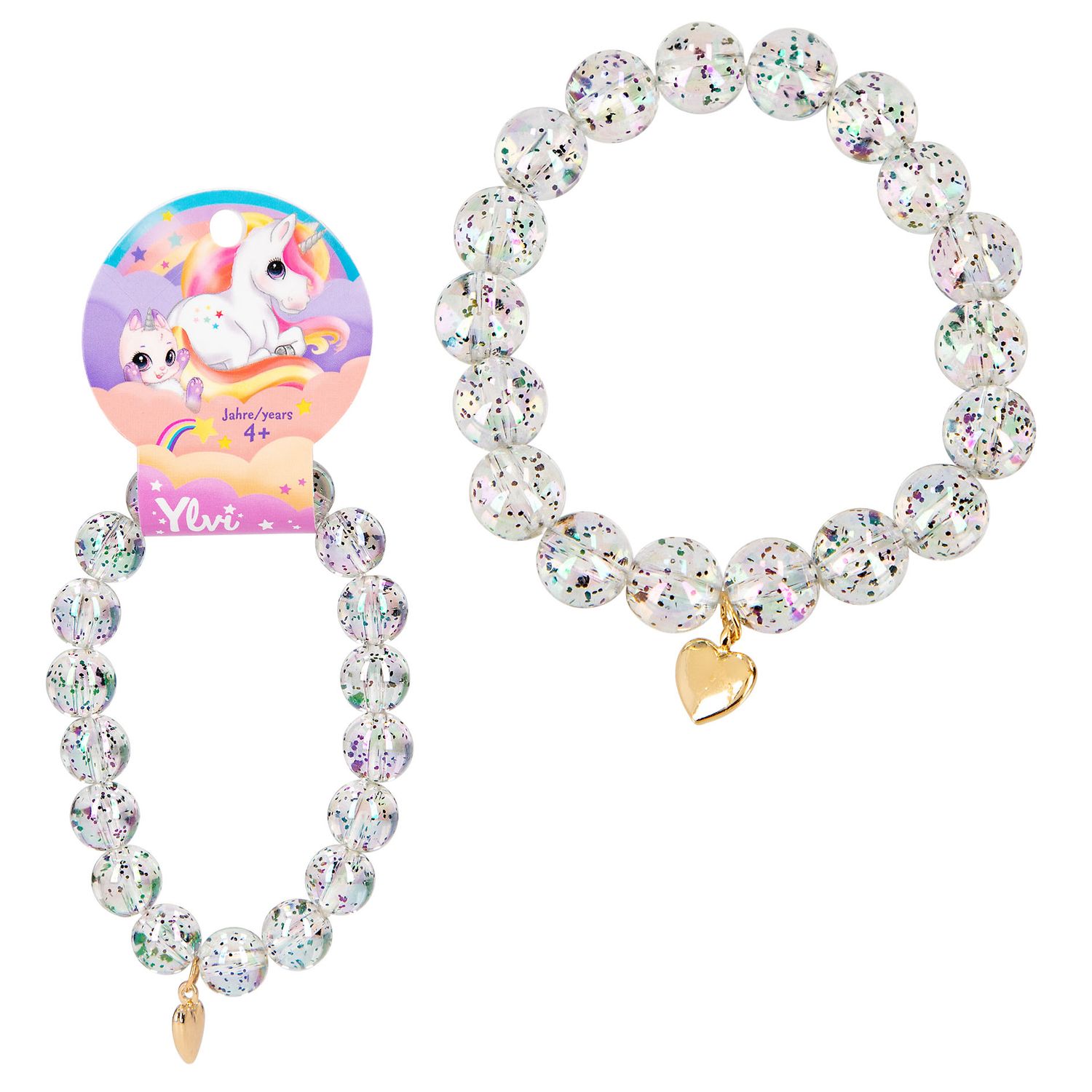 Ylvi armband met glitterkralen, Kleur: Transparant