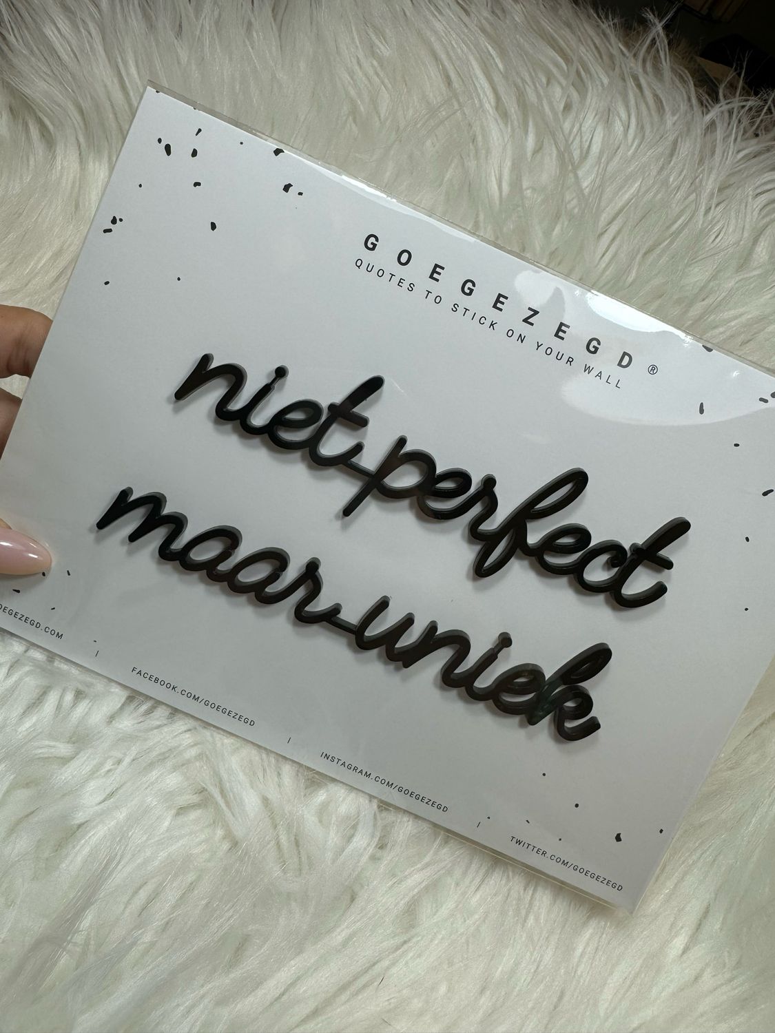 Goegezegd quote - niet perfect maar uniek black