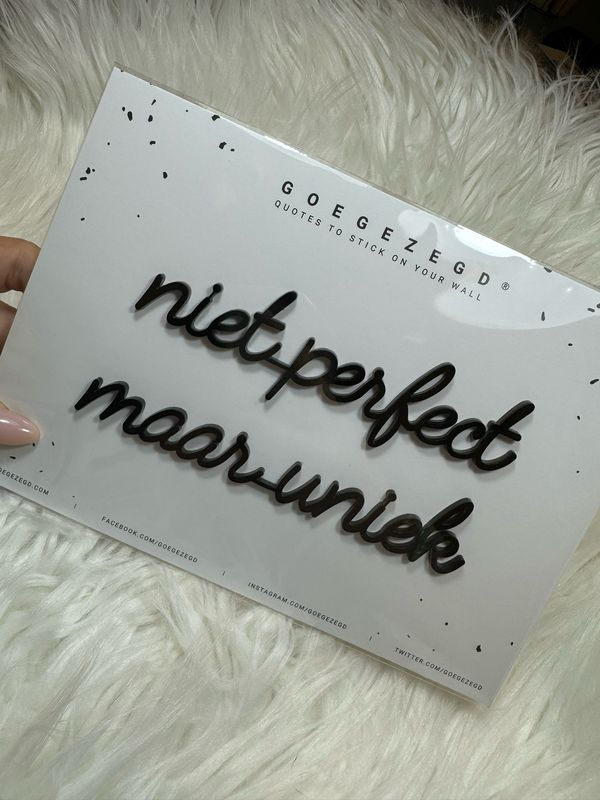 Goegezegd quote - niet perfect maar uniek black