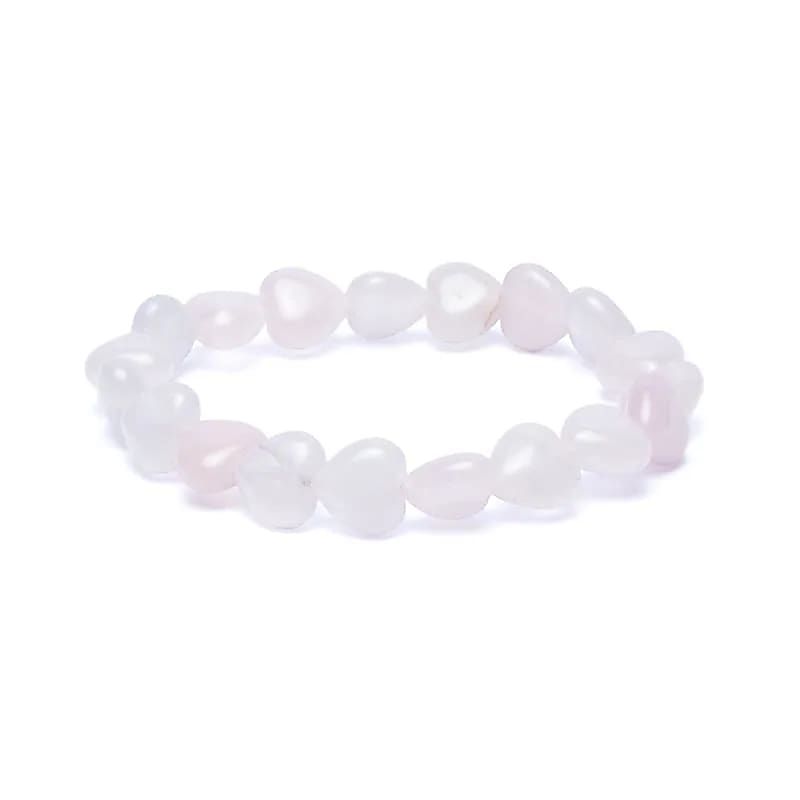 Armband rozenkwarts elastisch hartvormig
