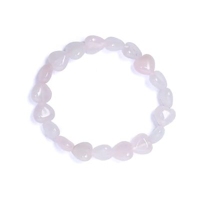Armband rozenkwarts elastisch hartvormig