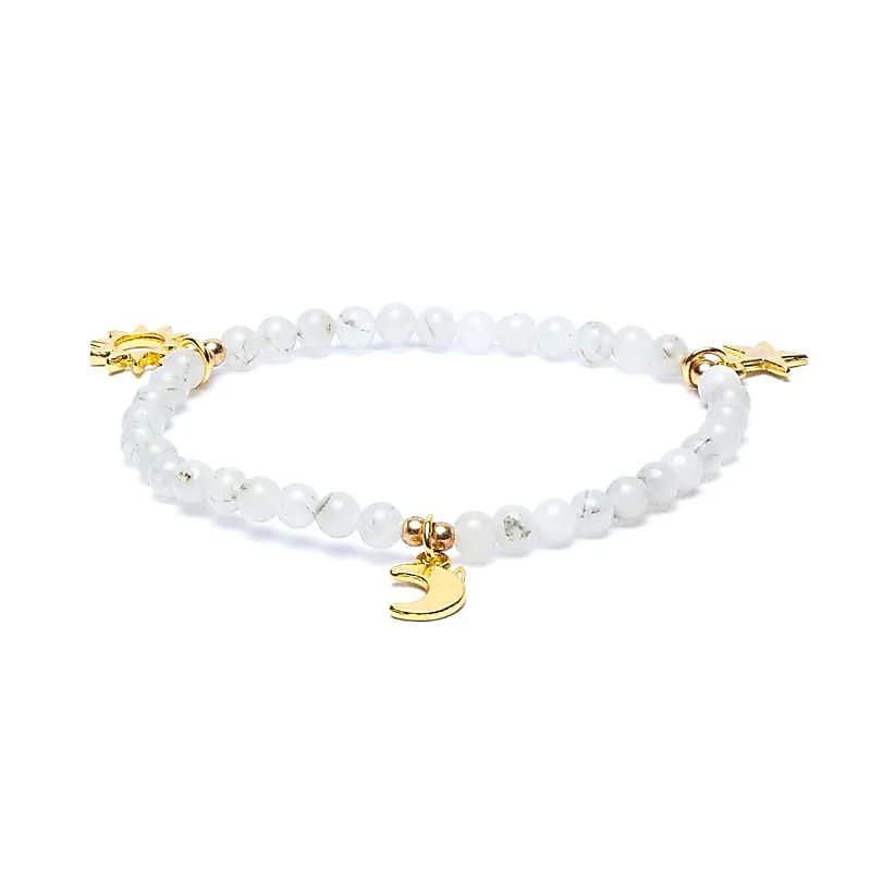 Armband maansteen met bedeltjes