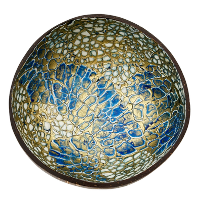 Amber Stone Coconut Bowl Blauw/goudkleurig