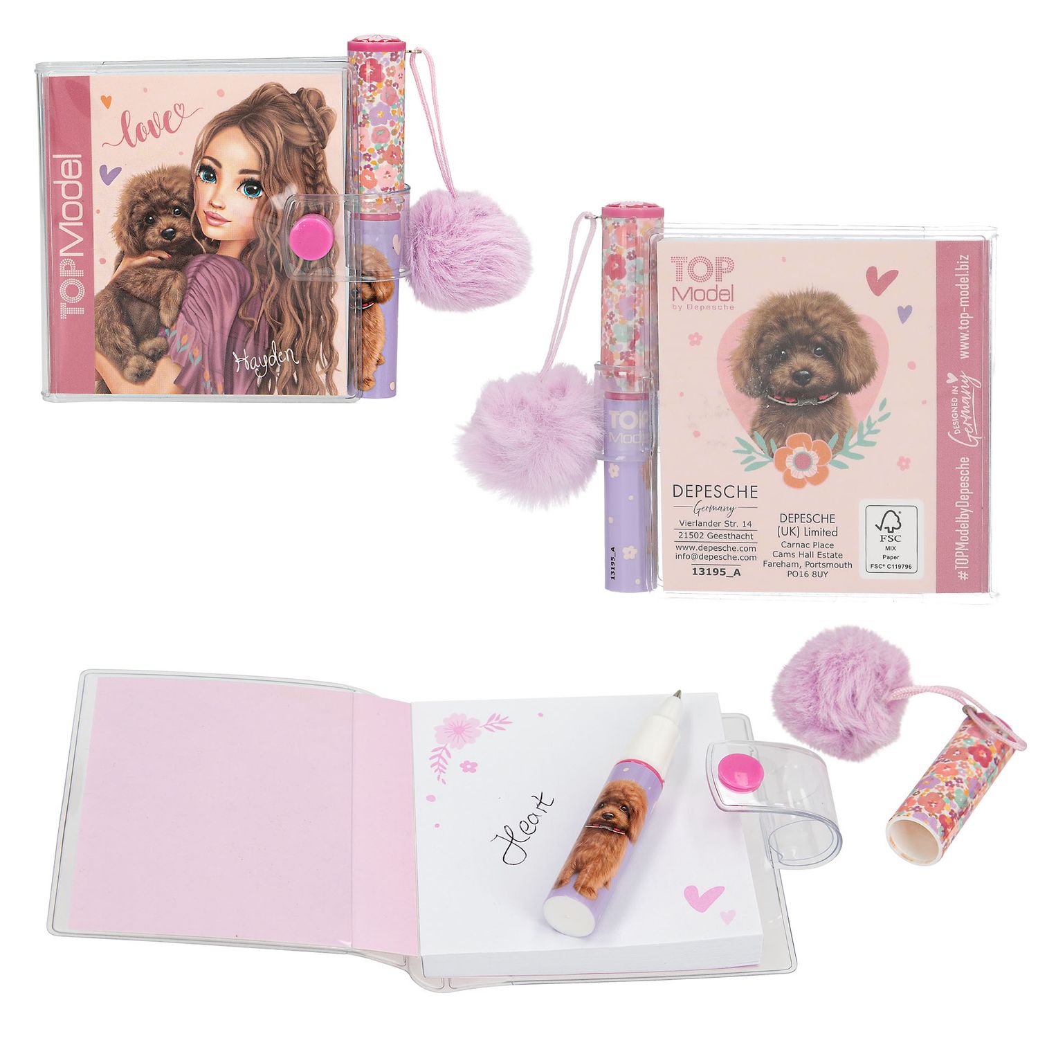 TOPModel mini schrijfblok met pen FLOWERS, design: Design 1