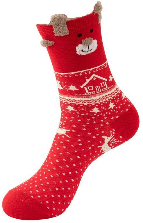 Kerst sokken rood rendier 35-42