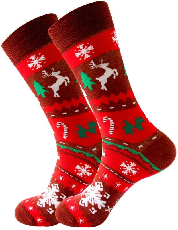 Kerst sokken rood-rendier mix 38-45