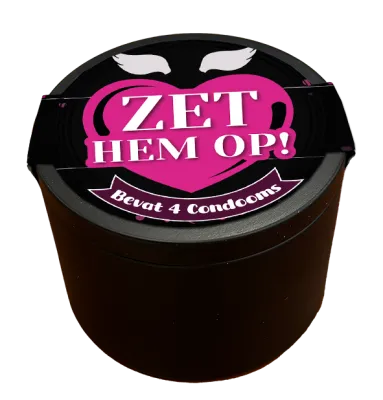 Potje condooms zet hem op