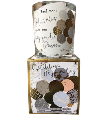 Geurkaars in giftbox gelukkige verjaardag goud