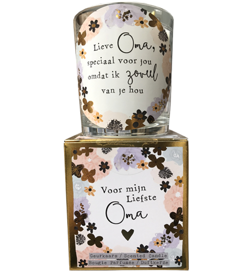 geurkaars in giftbox oma goud
