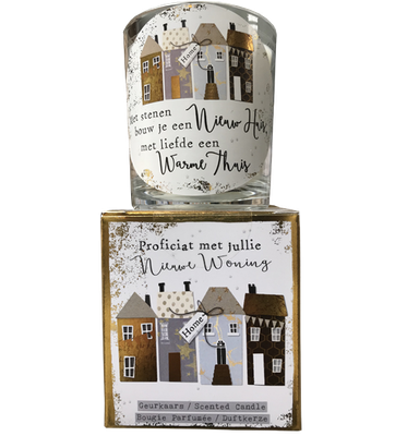 geurkaars in giftbox nieuwe woning goud