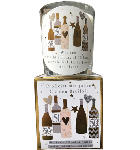 geurkaars in giftbox gouden bruiloft goud