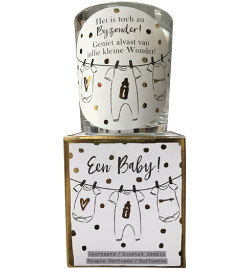 geurkaars in giftbox een baby goud