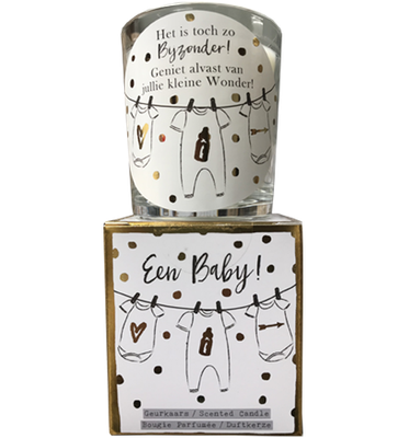 geurkaars in giftbox een baby goud