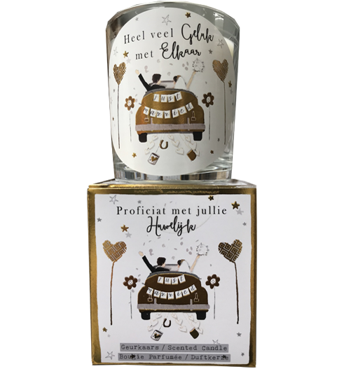geurkaars in giftbox huwelijk goud