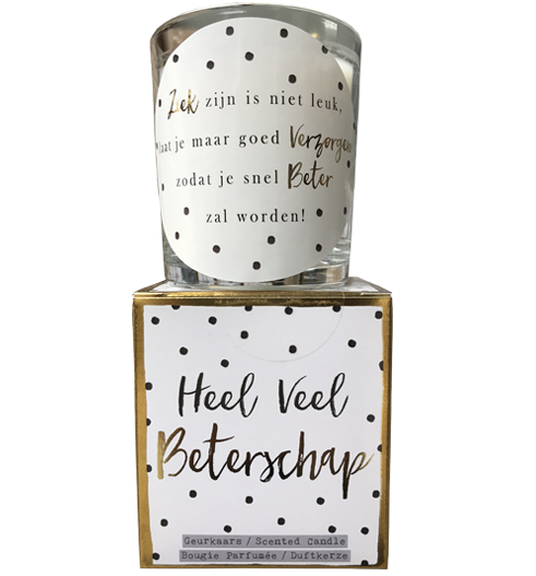 geurkaars in giftbox beterschap goud