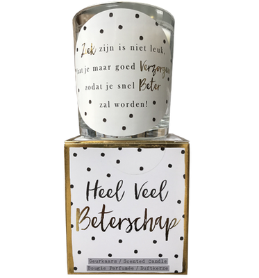 geurkaars in giftbox beterschap goud