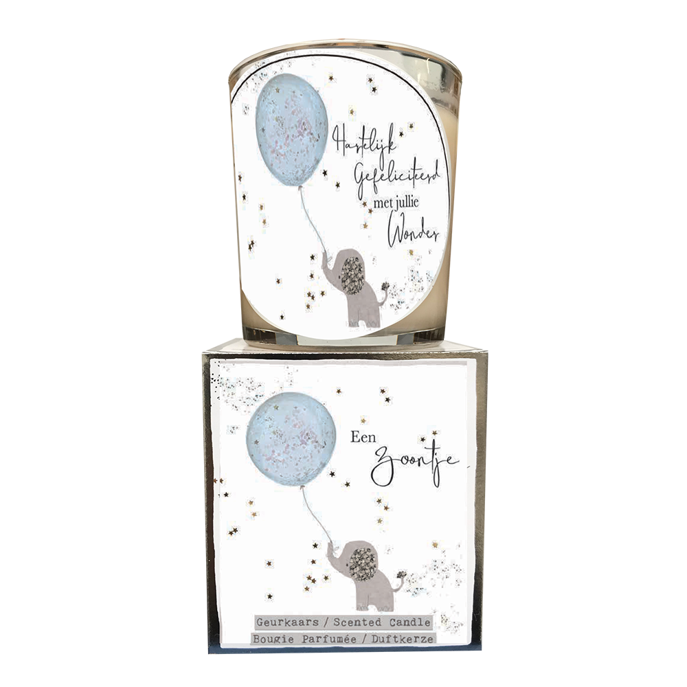 geurkaars in giftbox zoontje zilver