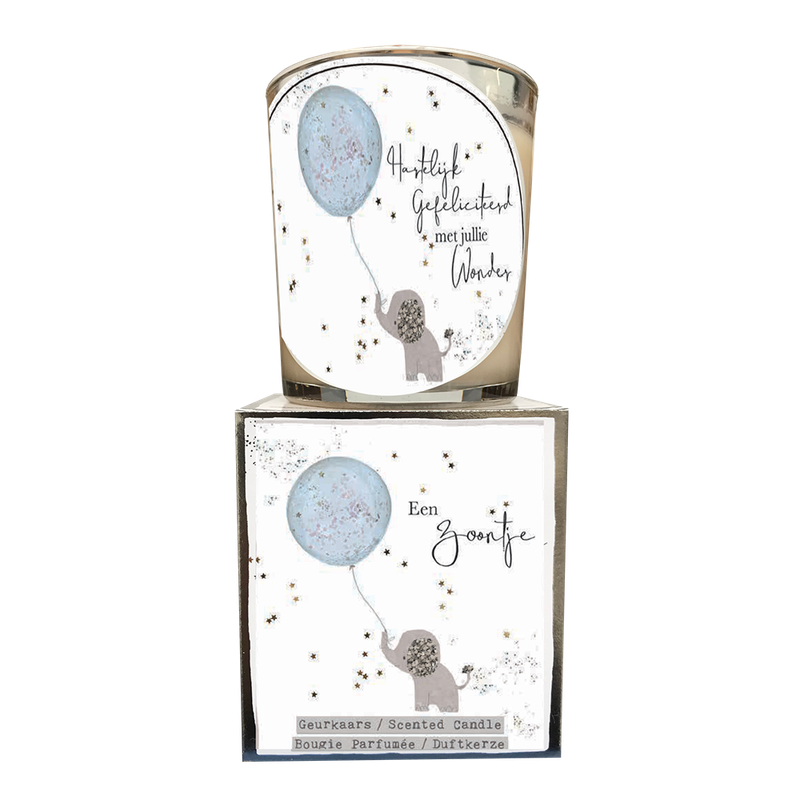 geurkaars in giftbox zoontje zilver