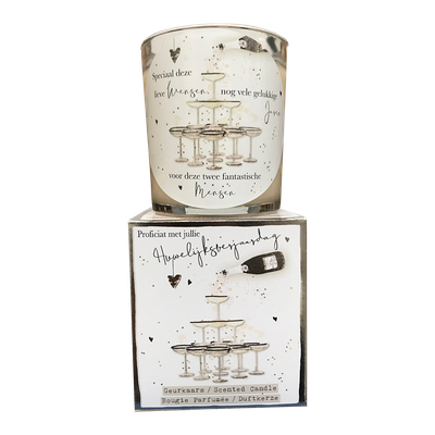 geurkaars in giftbox huwelijksverjaardag zilver