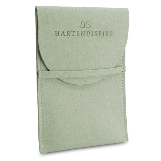 Hart oorringen geschenkzakje sage green