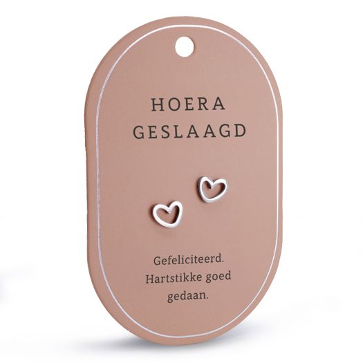 Hart oorringen hoera geslaagd zilver